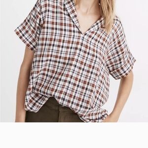 Madewell Plaid V-Neck Women's Top